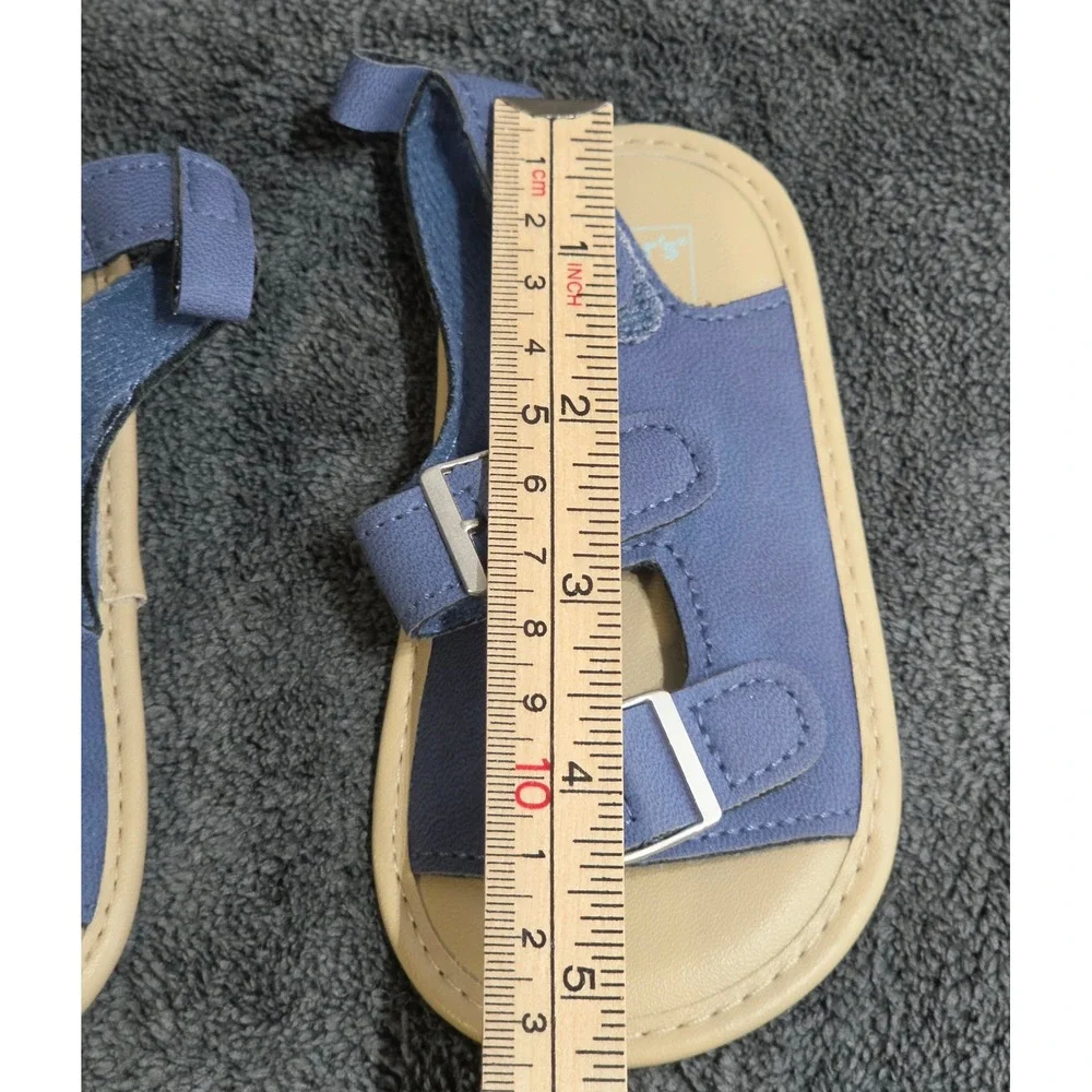 Carters Baby Boy Blue Faux Leather Buckle Sandals Size 9-12 Months Summer Shoes